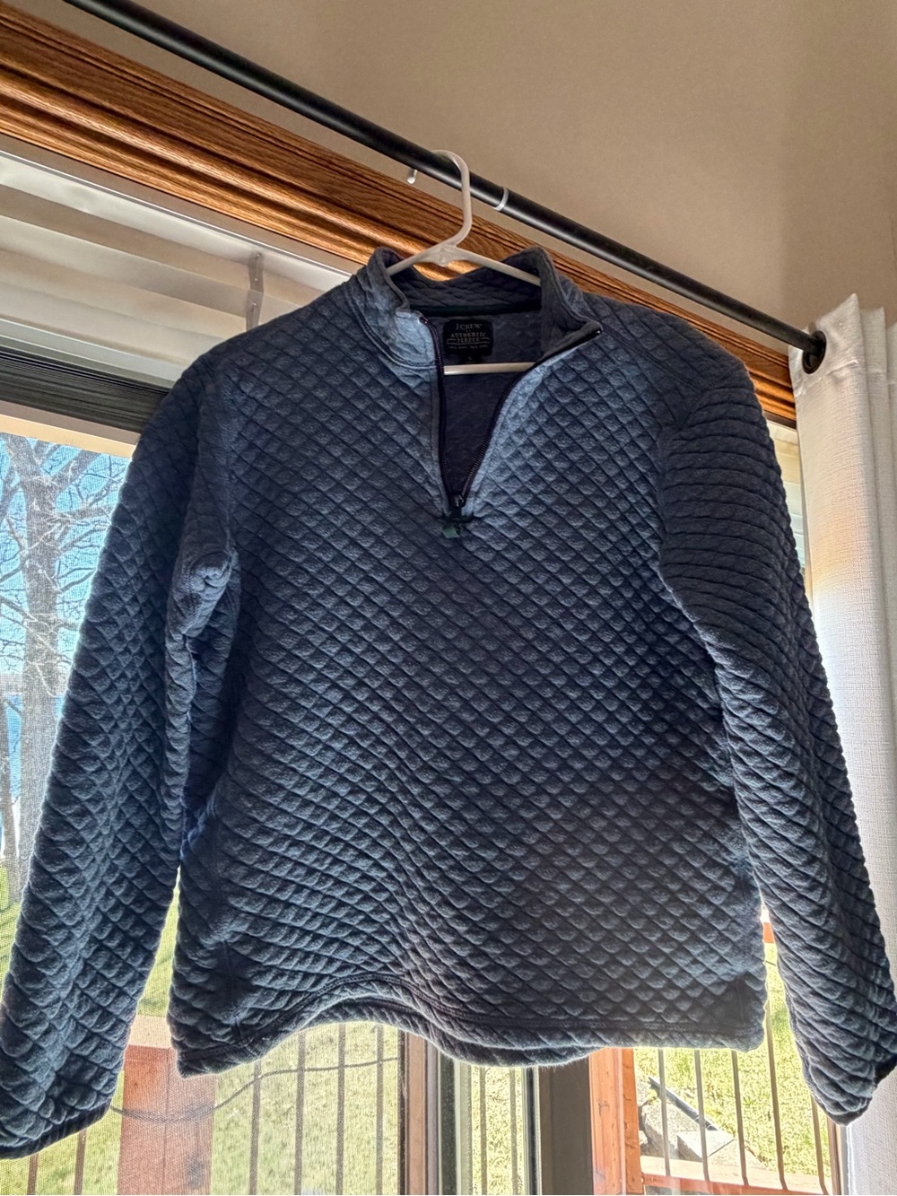 J. Crew Men's Quilted Half-Zip Sweater - Navy